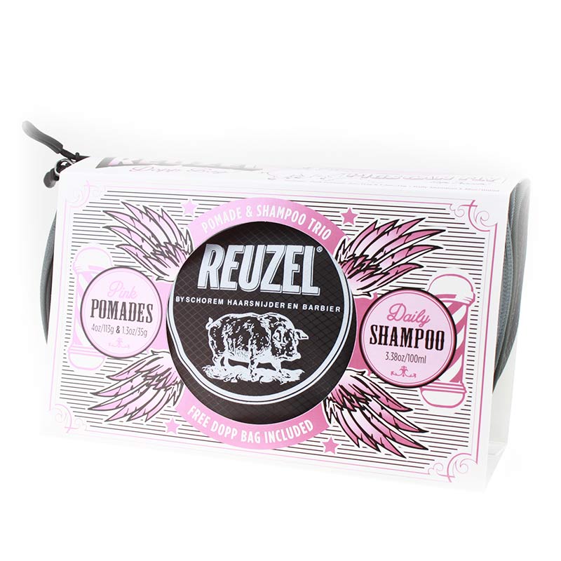 Zestaw pomad i szamponu do włosów Reuzel Pigs Can Fly Pink Pomade + kosmetyczka